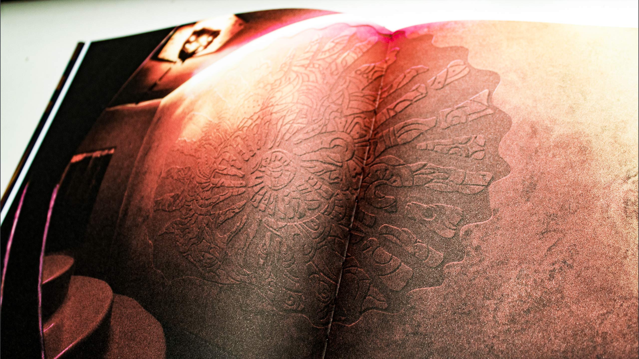 Sgraffito Stucco - Doloris Meta Maze, Book Picture: Giving birth to the Meta Maze. Karmanoia