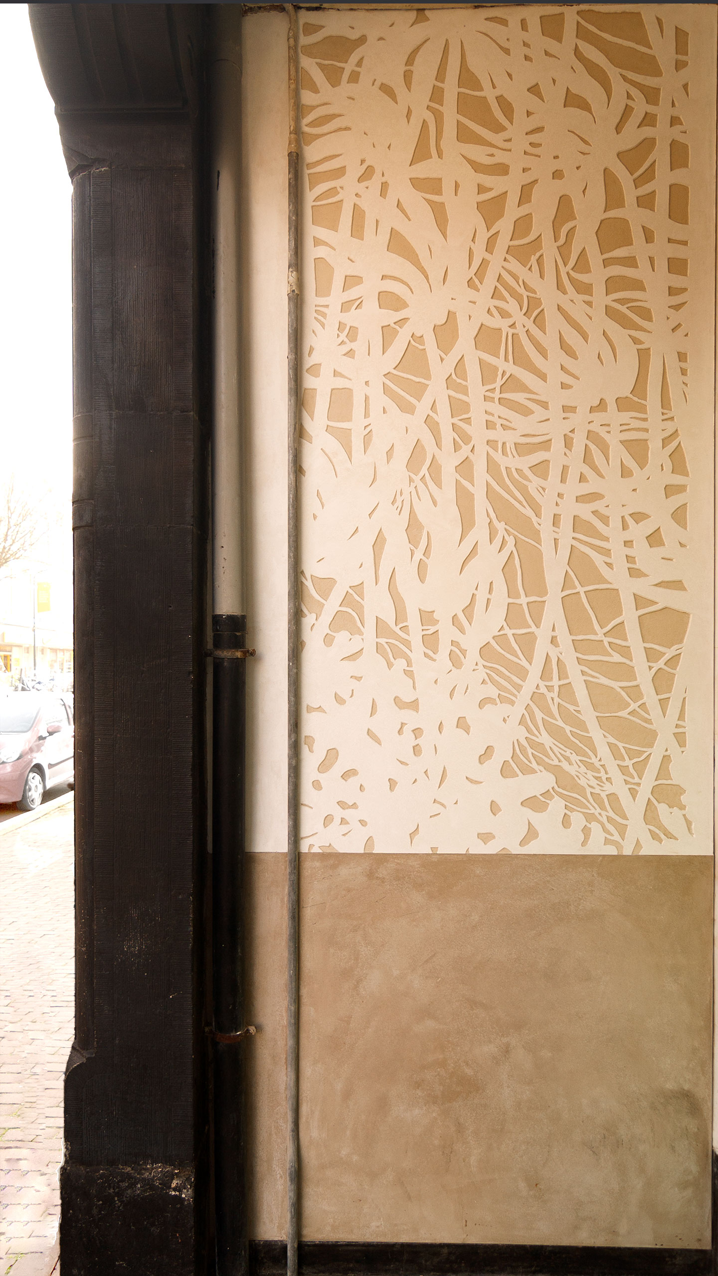 Sgraffito Stucco - Art Collaboration Sgraffito , Seeweed design Sgraffito plaster